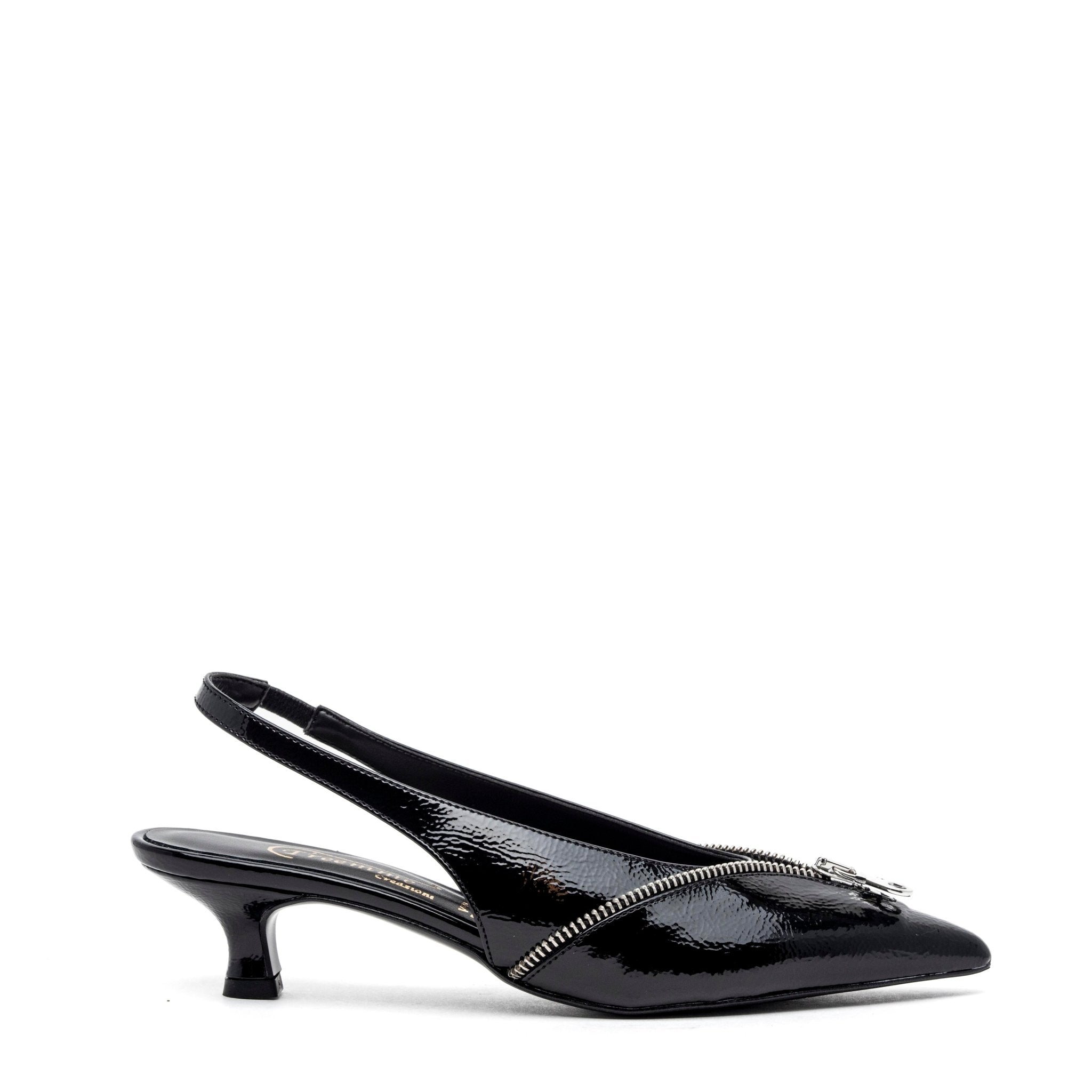 Slingback in naplak nero con cerniera. - TreemmeCreazioni
