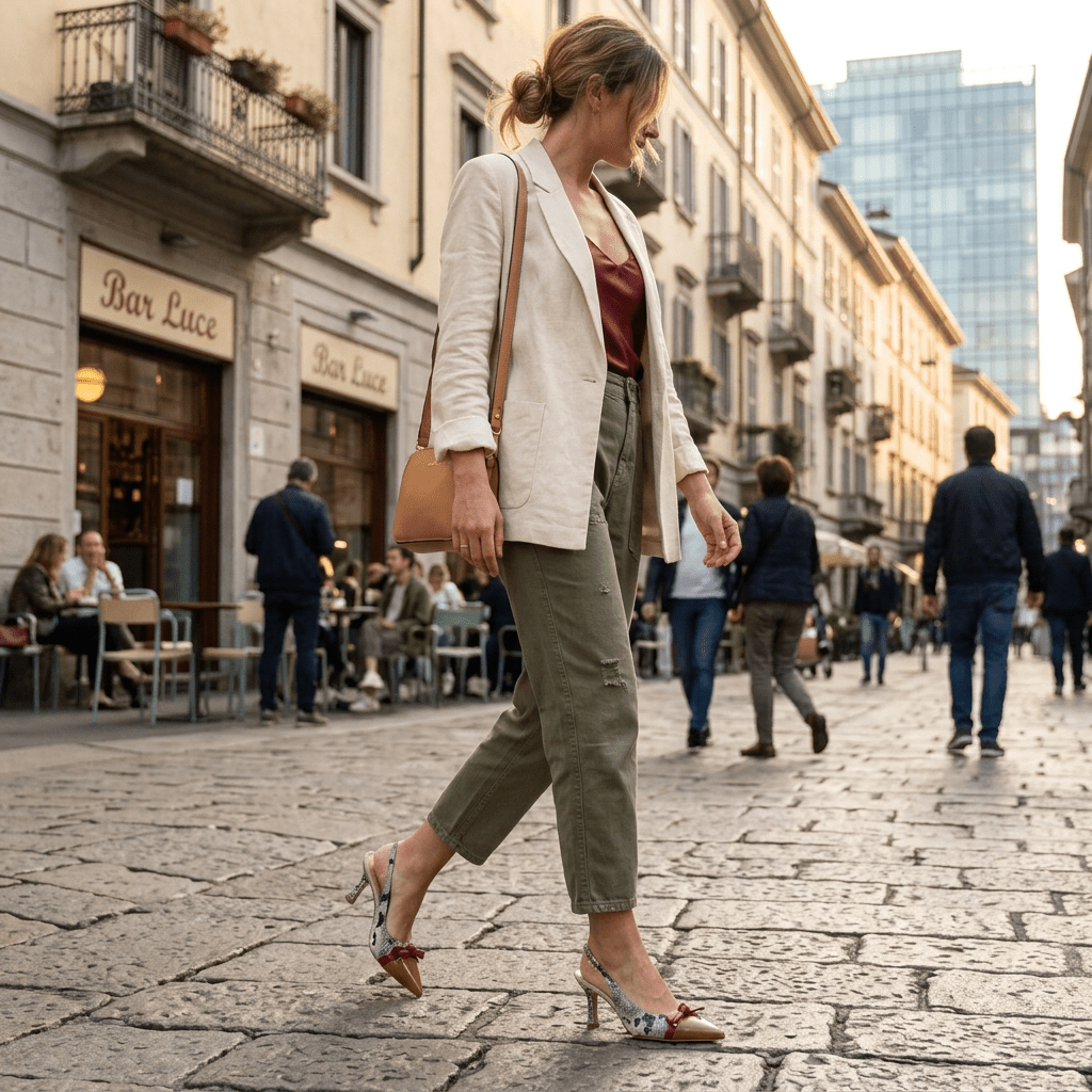 Slingback in naplak pitonata - TreemmeCreazioni