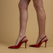 Slingback in naplak rosso rubino. - TreemmeCreazioni