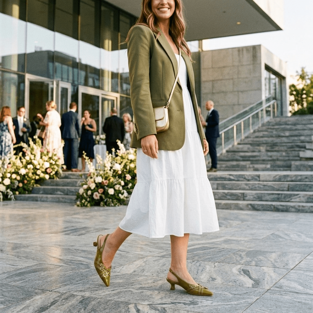 Slingback in naplak senape con fibbie. - TreemmeCreazioni