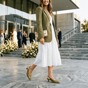 Slingback in naplak senape con fibbie. - TreemmeCreazioni