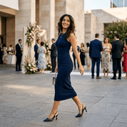 Slingback in nappa blu e tessuto mesh - TreemmeCreazioni