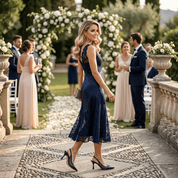 Slingback in nappa blu e tessuto mesh - TreemmeCreazioni
