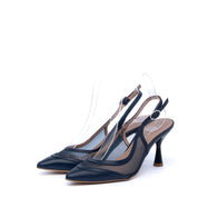 Slingback in nappa blu e tessuto mesh - TreemmeCreazioni