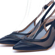 Slingback in nappa blu e tessuto mesh - TreemmeCreazioni