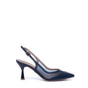 Slingback in nappa blu e tessuto mesh - TreemmeCreazioni