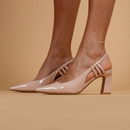 Slingback in nappa verniciata nude. - TreemmeCreazioni