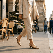 Slingback in pelle intrecciata rame. - TreemmeCreazioni