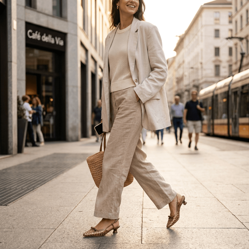 Slingback in pelle intrecciata rame. - TreemmeCreazioni