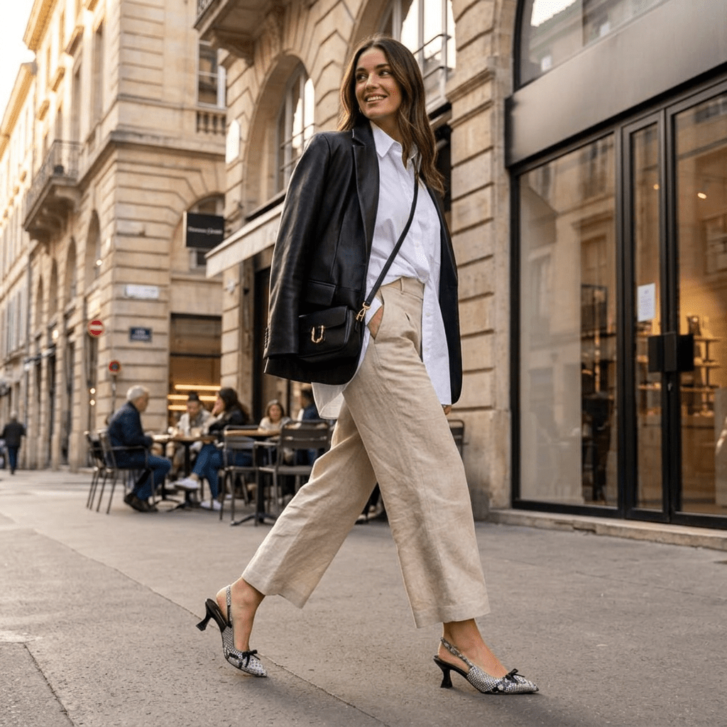 Slingback in pelle stampa pitone roccia-nero - TreemmeCreazioni