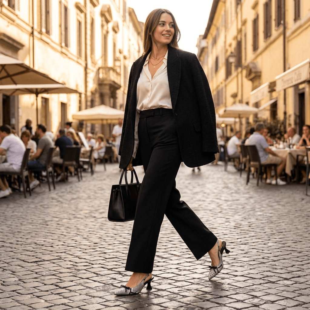 Slingback in pelle stampa pitone roccia-nero - TreemmeCreazioni