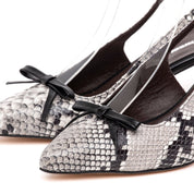 Slingback in pelle stampa pitone roccia - nero - TreemmeCreazioni