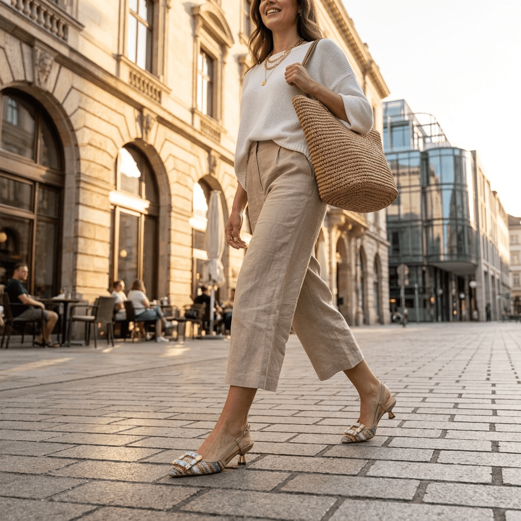 Slingback in rafia multicolor con gioiello. - TreemmeCreazioni