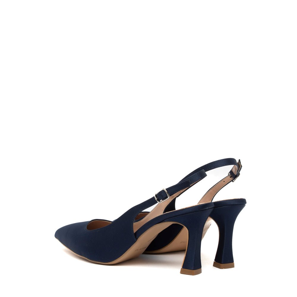 Slingback in raso blu con forma a punta - TreemmeCreazioni