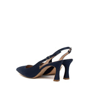 Slingback in raso blu con forma a punta - TreemmeCreazioni