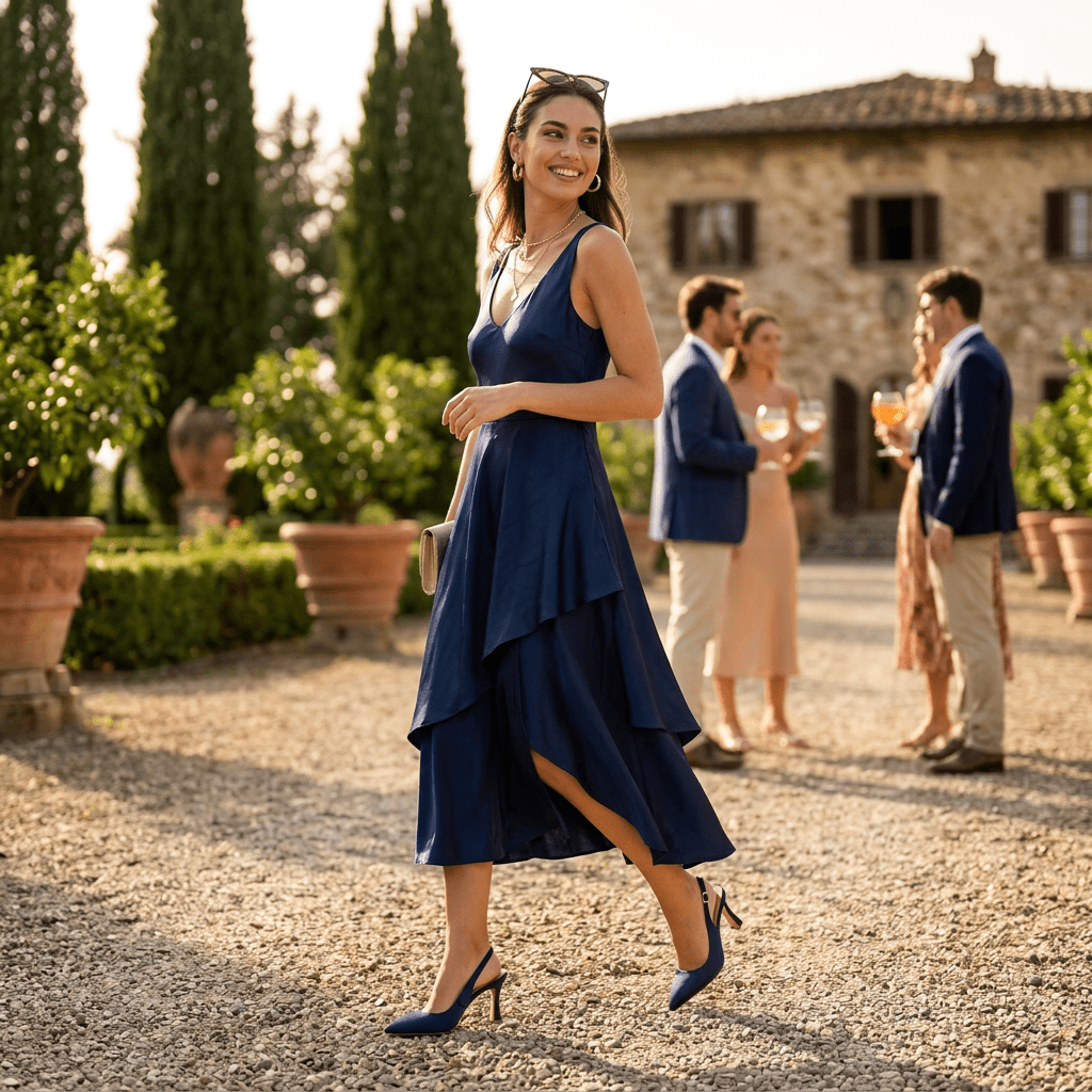 Slingback in raso blu con forma a punta - TreemmeCreazioni