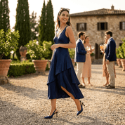 Slingback in raso blu con forma a punta - TreemmeCreazioni