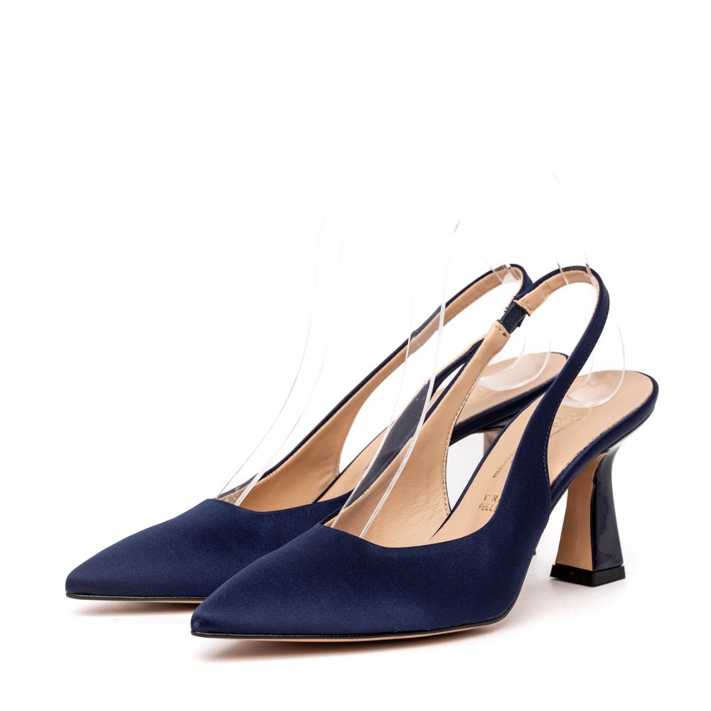 Slingback in raso blu navy. - TreemmeCreazioni