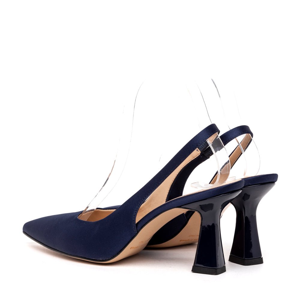 Slingback in raso blu navy. - TreemmeCreazioni