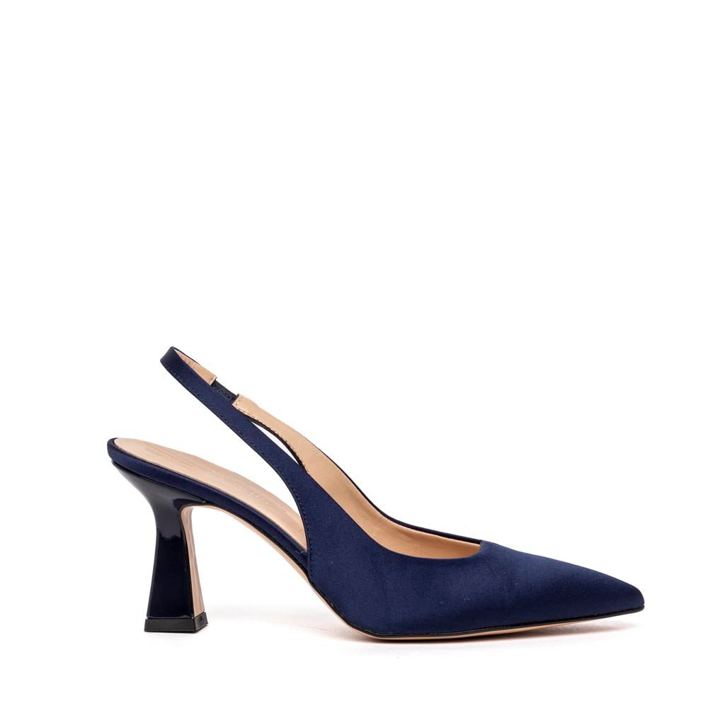 Slingback in raso blu navy. - TreemmeCreazioni