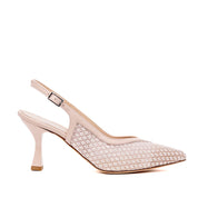 Slingback in tessuto brillantinato cipria a rombi - TreemmeCreazioni