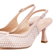 Slingback in tessuto brillantinato cipria a rombi - TreemmeCreazioni