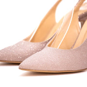 Slingback in tessuto brillantinato nude. - TreemmeCreazioni