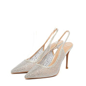 Slingback in tessuto mesh argentato con cristalli - TreemmeCreazioni