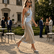 Slingback in tessuto mesh argentato con cristalli - TreemmeCreazioni