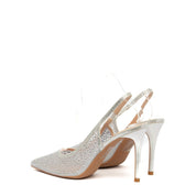 Slingback in tessuto mesh argentato con cristalli - TreemmeCreazioni