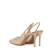 Slingback in tessuto mesh dorato con cristalli - TreemmeCreazioni