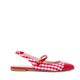 Slingback in tessuto vichy bianco rosso.