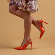 Slingback in vernice arancio. - TreemmeCreazioni