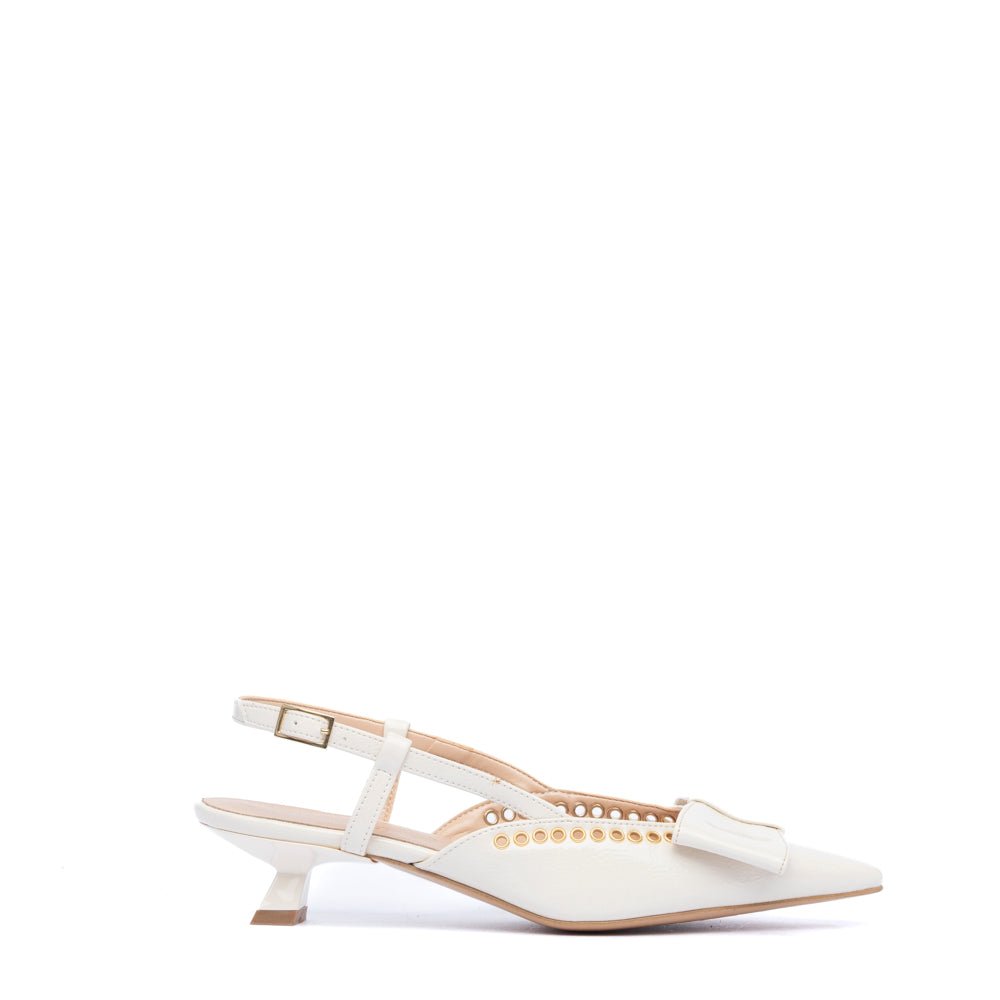 Slingback in vernice burro con maxi fiocco - TreemmeCreazioni