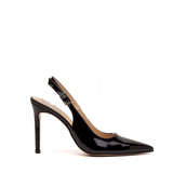 Slingback in vernice nera con tacco
