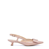 Slingback in vernice rosa con maxi fiocco