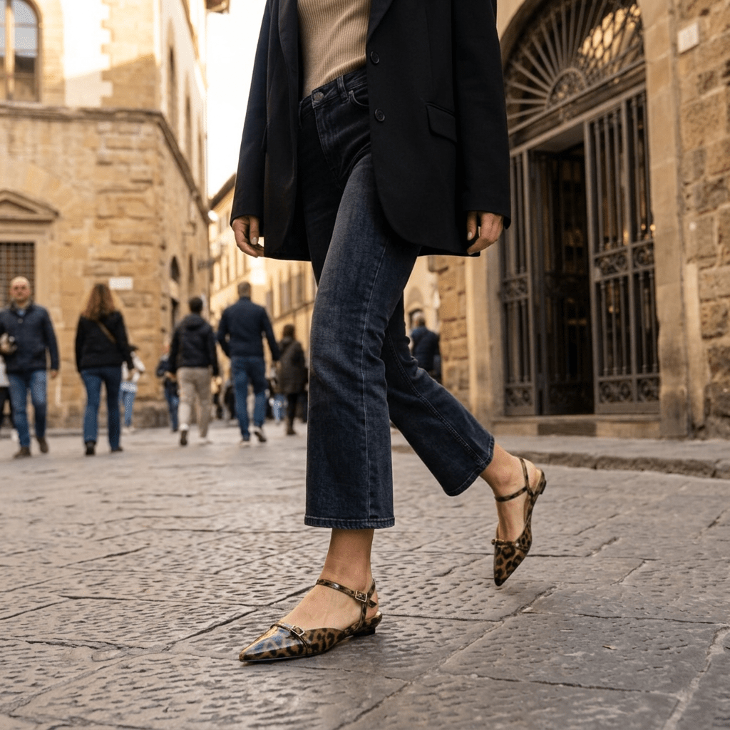 Slingback in vernice stampa maculata - TreemmeCreazioni