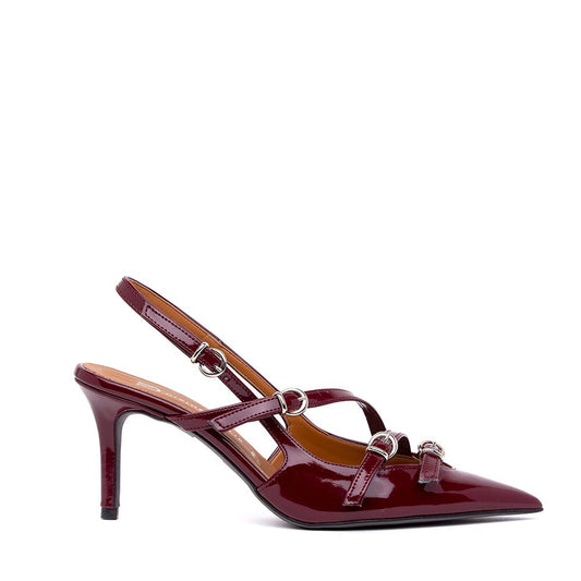 Slingback in verniciato borgogna con cinturini. - TreemmeCreazioni