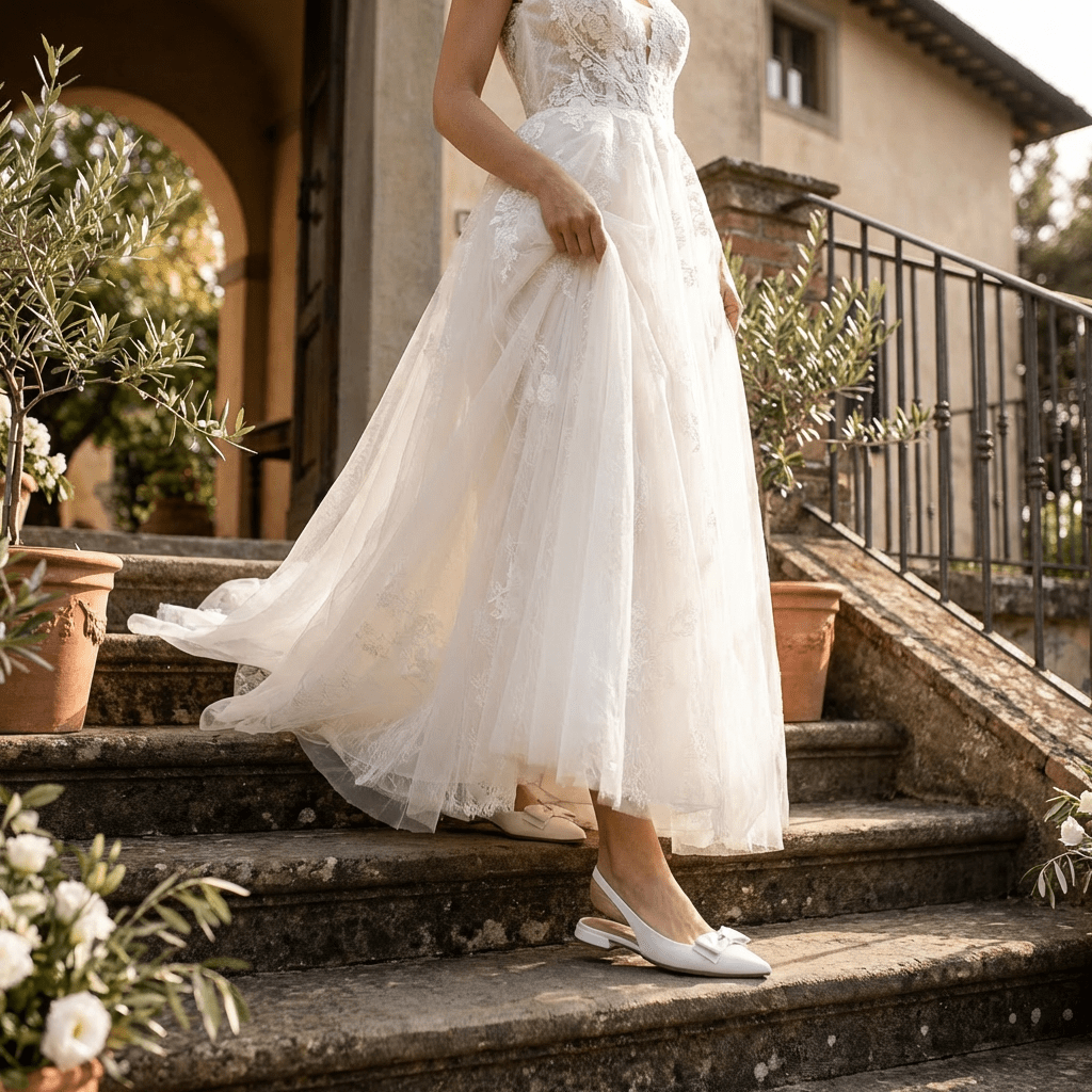 Slingback Sposa flat con fiocco. - TreemmeCreazioni