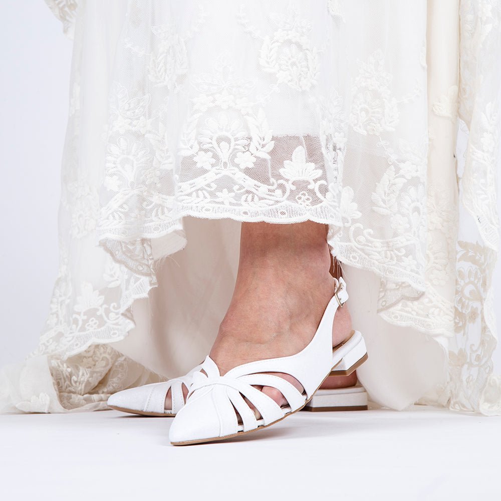 Slingback Sposa in glitter bianco. - TreemmeCreazioni