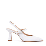 Slingback Sposa in liz bianco con cinturino.