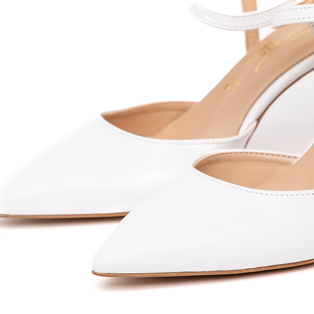 Slingback Sposa in liz bianco con cinturino. - TreemmeCreazioni