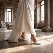 Slingback Sposa in liz bianco con cinturino. - TreemmeCreazioni