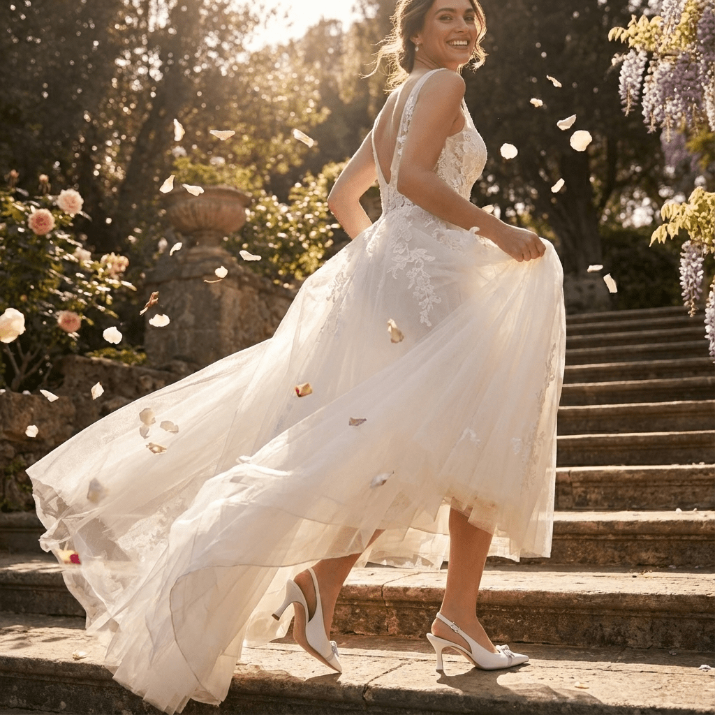 Slingback Sposa in liz bianco con fiocco. - TreemmeCreazioni