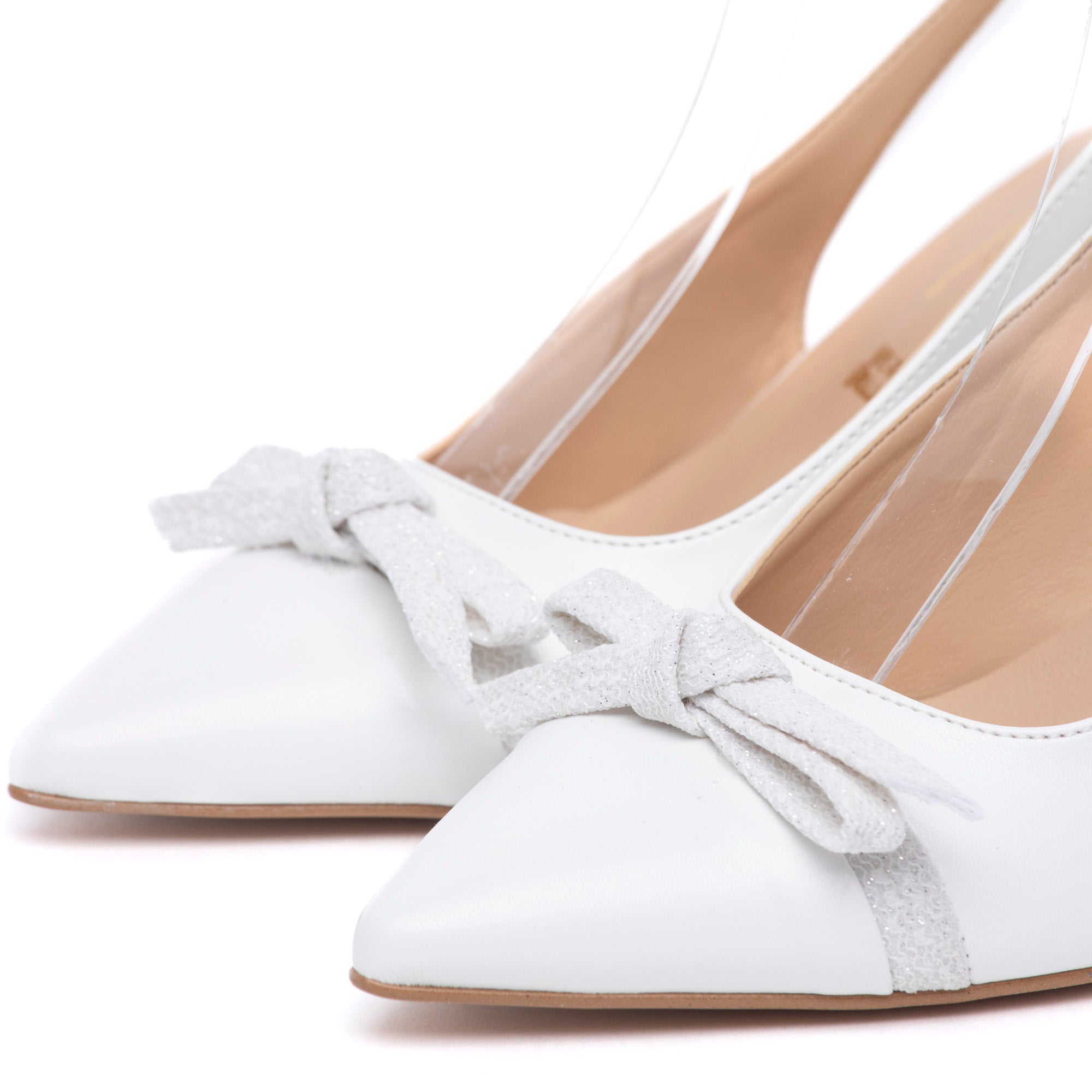 Slingback Sposa in liz bianco con fiocco. - TreemmeCreazioni