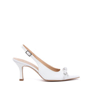 Slingback Sposa in liz bianco con fiocco. - TreemmeCreazioni