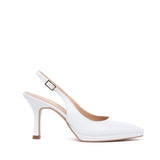 Slingback Sposa in liz bianco con plateau.