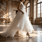 Slingback Sposa in liz bianco con plateau. - TreemmeCreazioni