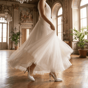 Slingback Sposa in liz bianco con plateau. - TreemmeCreazioni