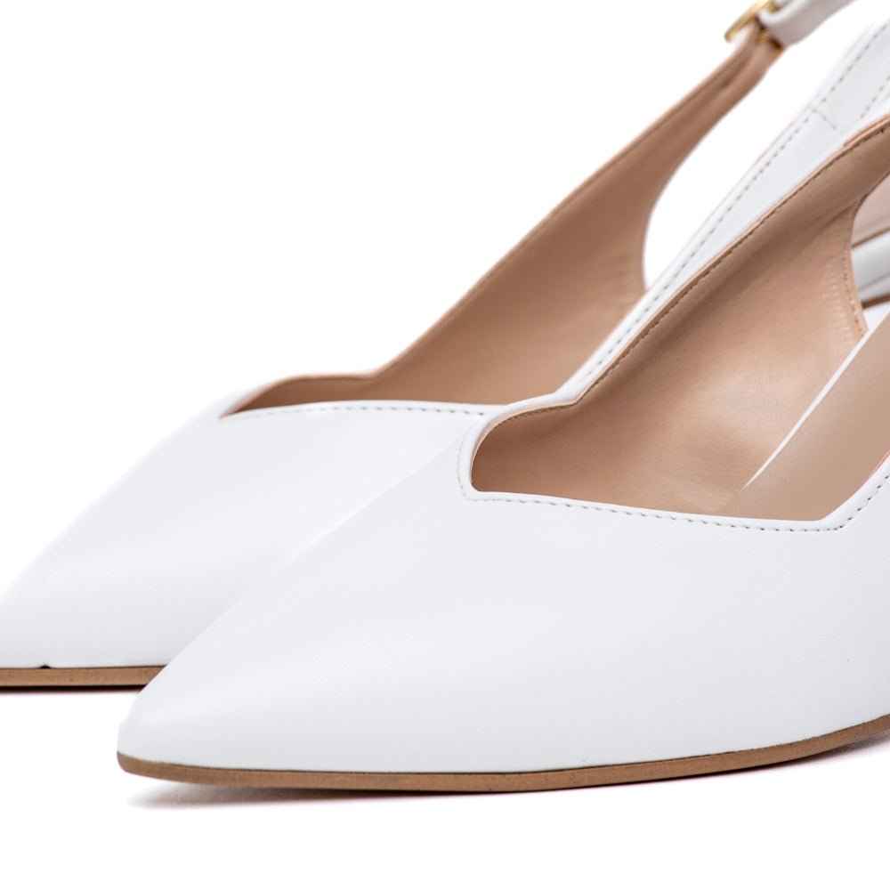 Slingback Sposa in liz bianco con scollo cuore. - TreemmeCreazioni